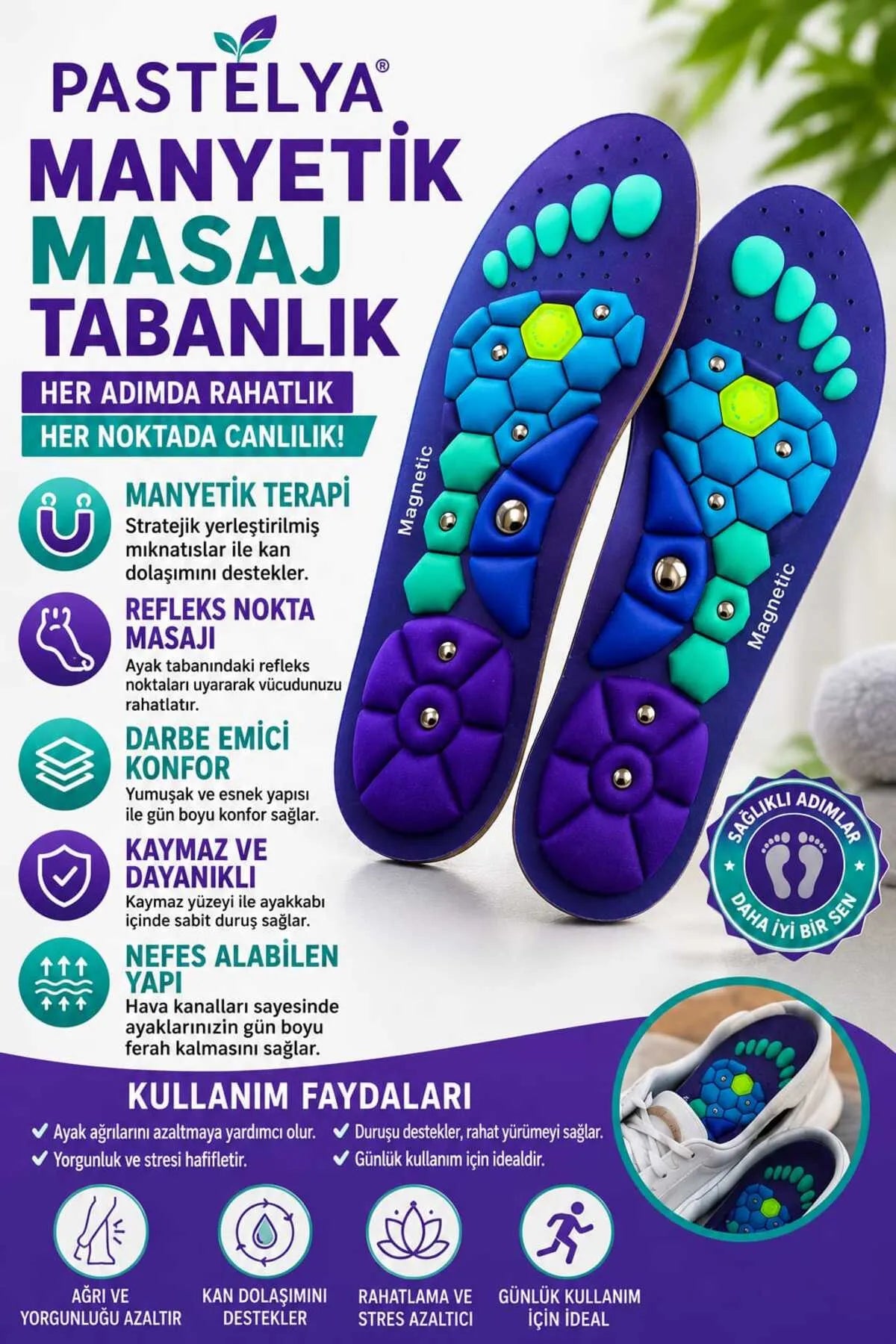 Mağazam Pastelya Manyetik Masajlı Tabanlık